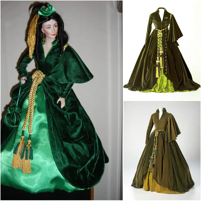 

Historical!19 Century Velvet Vintage Costumes 1860S Victorian Civil War Ana Karenina Gown Dress Scarlett dresses US 4-36 C-135
