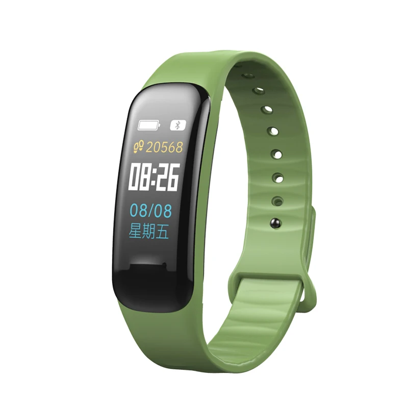 EXRIZU C1 цветной экран Bluetooth Смарт Браслет для измерения кровяного давления и пульсометра фитнес-трекер спортивный смарт-браслет - Цвет: Зеленый