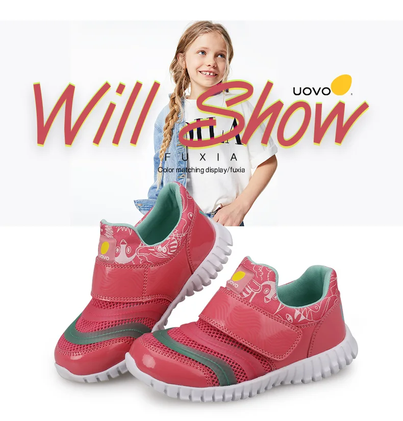 UOVO/ г.; детская обувь; повседневная обувь для маленьких мальчиков и девочек; Весенняя дышащая обувь для маленьких детей на липучке; Размеры 25#-33