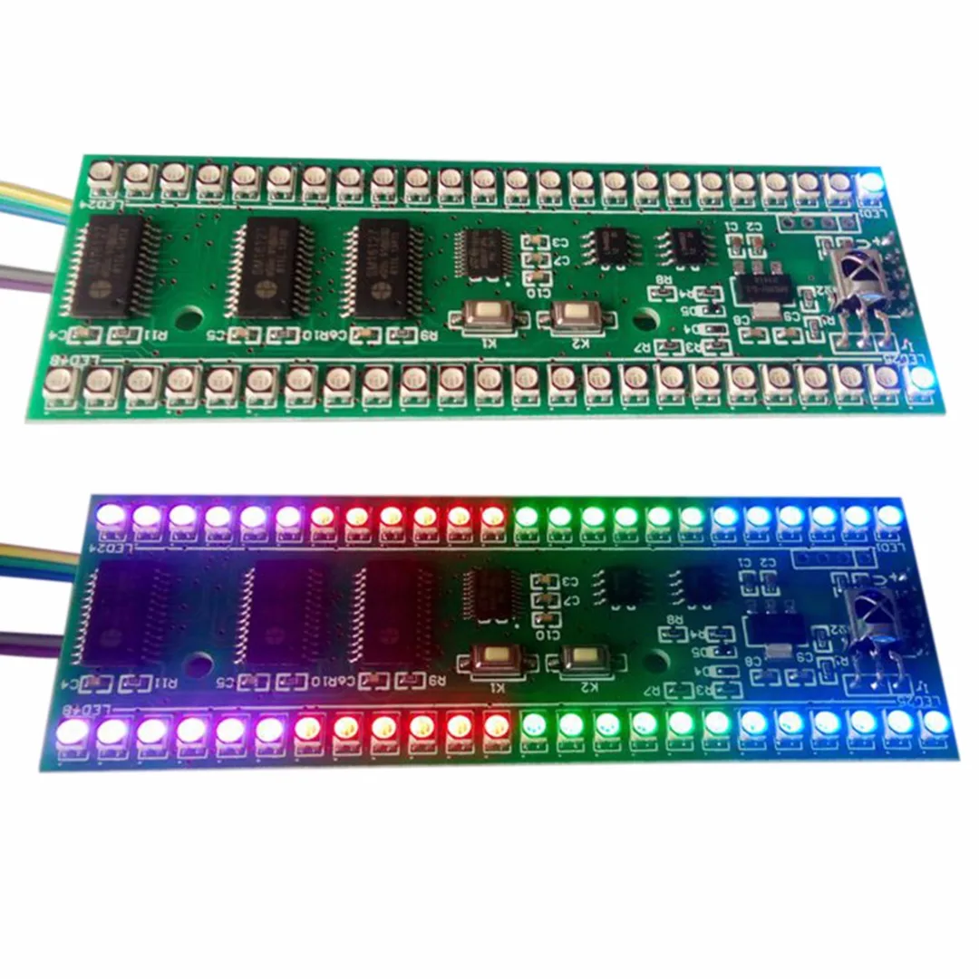 

24 LED Dual Channel Signal RGB MCU Adjustable Display Pattern LED VU Meter LED Level Indicator F Amplifier Thickness 12.5mm