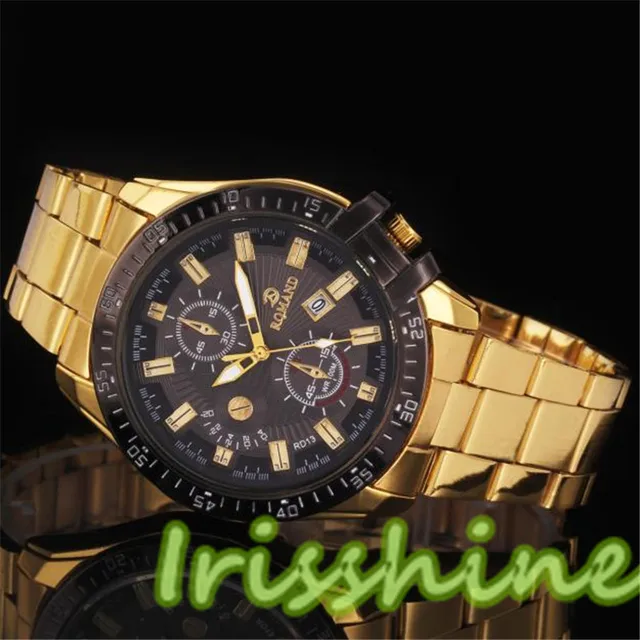 Irisshine A114 Unisex couple Watches Boy Luxury women Men Black Dial Gold Stainl Irisshine A114 Unisex couple Watches Boy Luxury women Men Black Dial Gold Stainl