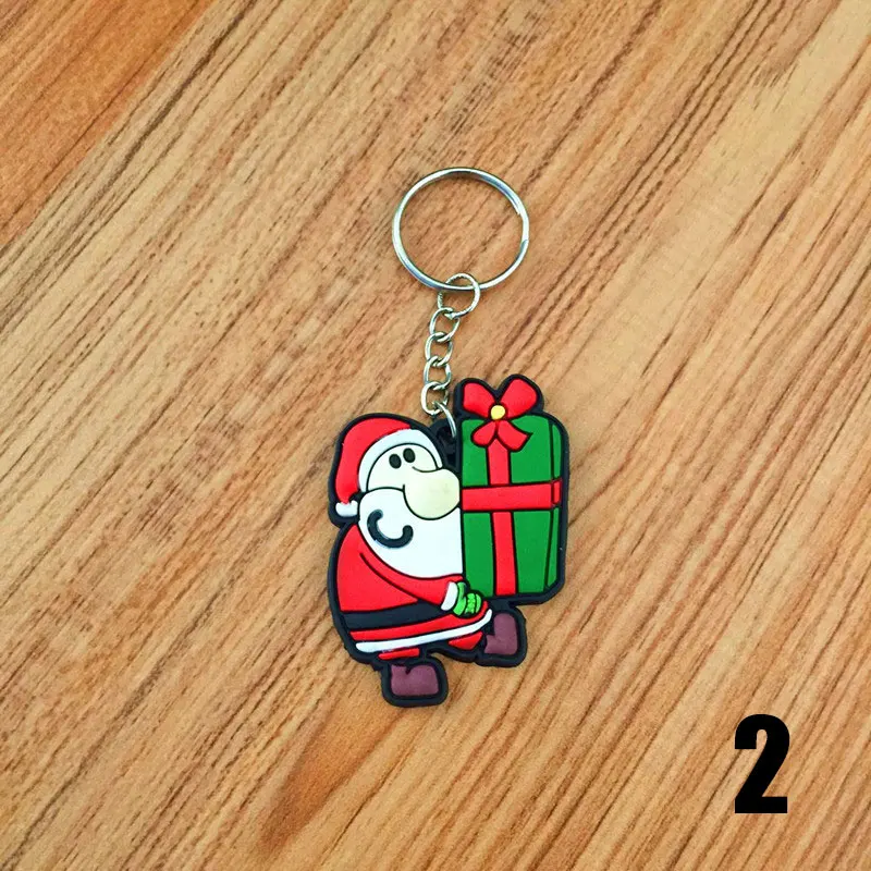 

10 Pcs Keychain PVC Keyring Santa Claus Christmas Tree Snowman Sledge Boys Girls Key Chain For Bag Gifts HSJ88