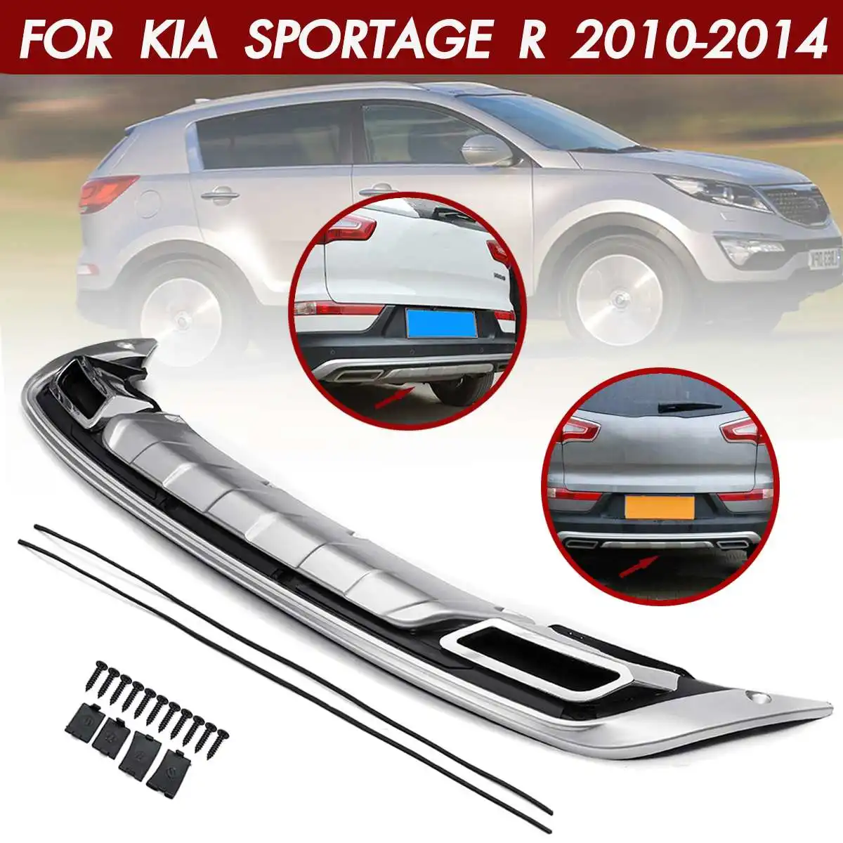 

Car Rear Bumper Cover Trim Guard Protector Silver Bumpers Protection For Kia Sportage R 2010 2011 2012 2013 2014