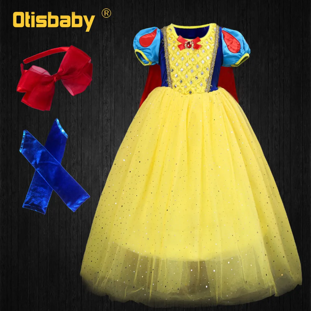 Осень ; рождественское платье принцессы для девочек; Белоснежка; детская желтая церемония; Bebe; Fantasia Infantil; карнавальный костюм