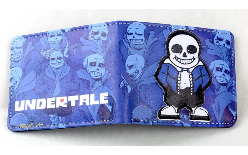 Игр кошельки Undertale Sans рисунок Bi-fold денег кошелек Искусственная кожа бумажник