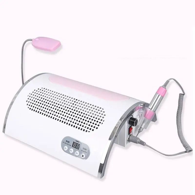 54W Nail LED UV Lamp Vacuum Cleaner Suction Dust Collector 25000RPM Drill Machine Pedicure Remover Polish Tools With Desk Lamp