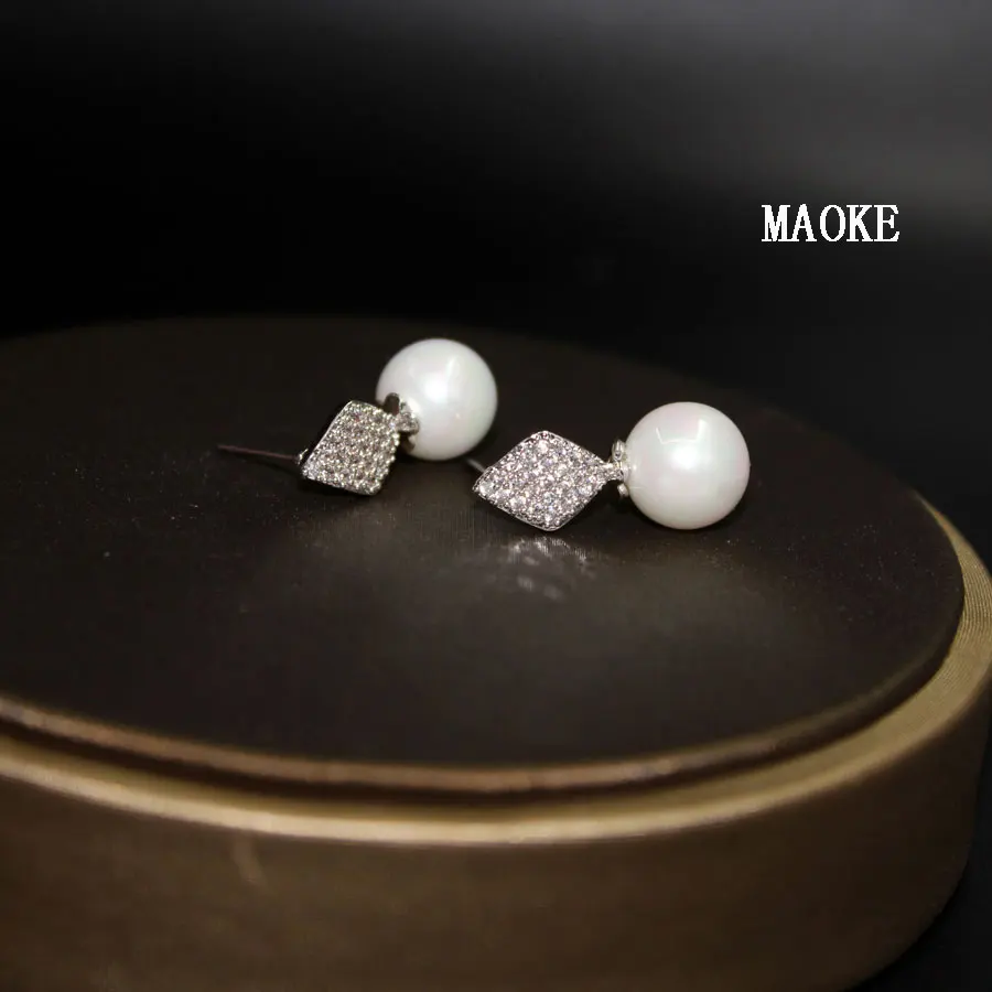 Корейские серьги с бусинами из циркония модные милые геометрические Модная