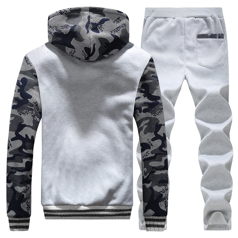 LISIBOOO Men Sets Winter Warm Fleece Sweatshirts Hoodies Pants Camouflage Sleeve Tracksuit Sportwear Suits Casual Men's Coats LISIBOOO Men Sets Winter Warm Fleece Sweatshirts Hoodies Pants Camouflage Sleeve Tracksuit Sportwear Suits Casual Men's Coats