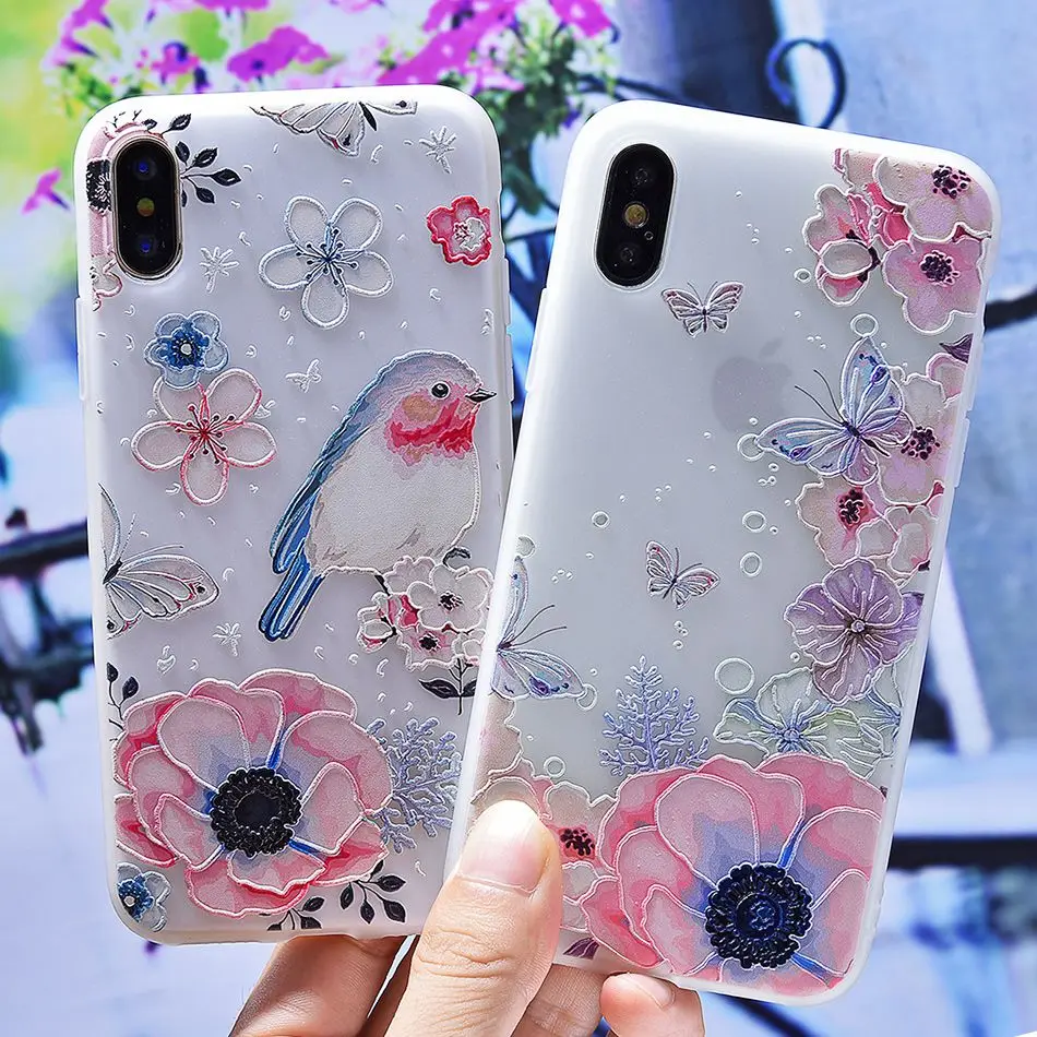 3D Silicone Relief Floral Case For iPhone XS Case For iPhone 2018 XS Plus Soft TPU Flower Matte Case Cover Phone Cases On        (19)