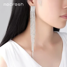 Mecresh Long Tassel Drop Earrings for Women Silver Crystal Rhinestone Big Hanging Dangle Earrings Bride Wedding Jewelry MEH1003 Mecresh Long Tassel Drop Earrings for Women Silver Crystal Rhinestone Big Hanging Dangle Earrings Bride Wedding Jewelry MEH1003