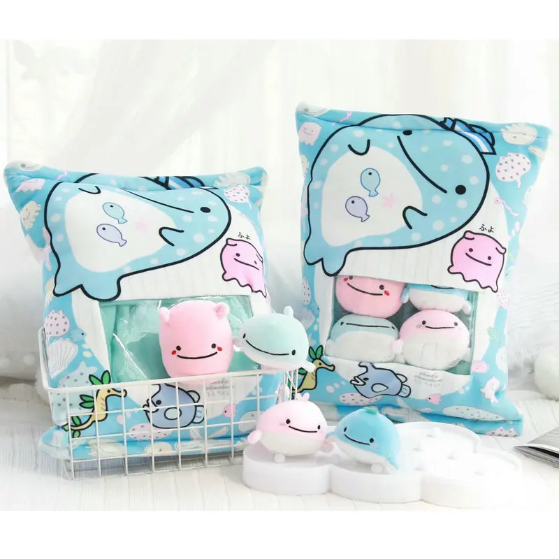 4pcs whale 4 шт. или 8 шт. Мини кролик и медведь пудинг кукла в сумке Плюшевый единорог/игрушка мягкая подушка креативный подарок для детей диван Рождество - Цвет: 4pcs whale