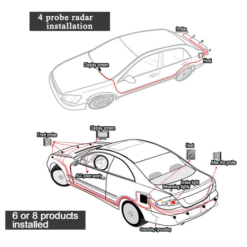 4 Датчики водить автомобиль Дисплей 4 парковки Сенсор обратный резервный зуммер Радар сигнализации Системы Звук черный Сенсор X Y 60 градусов