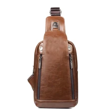 Мужская Ретро одноцветная многофункциональная нагрудная сумка из искусственной кожи, высокое качество, на короткие расстояния, для путешествий, для хранения телефона, красивая сумка-мессенджер