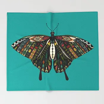 

swallowtail butterfly teal Throw Blankets 51" x 60" Blanket Throw on Sofa Bed Plane Plaids Solid Bedspreads Home Textile