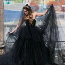Черные Свадебные вуали, фатиновая Длинная фата для невесты, один слой, вечерние вуали на Хэллоуин, 3 метра, Свадебные вечерние, подарки, свадебные аксессуары