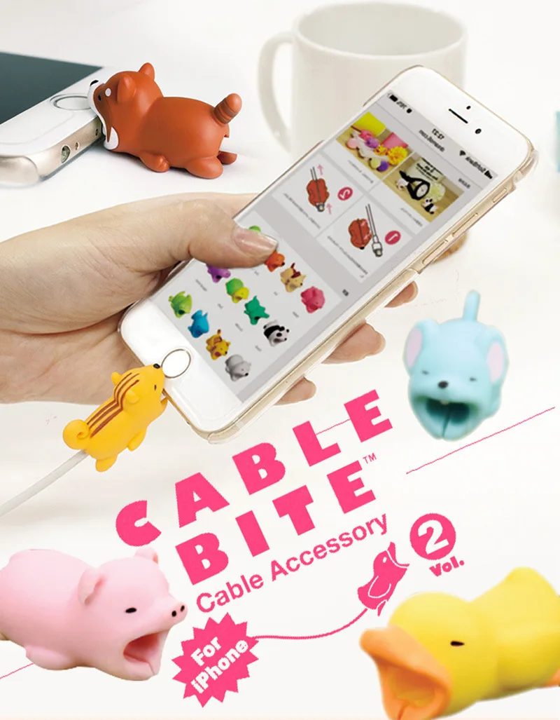 1 шт. защитный кабель с животными для iPhone protege Cable buddies cartoon cable bite держатель для телефона аксессуар