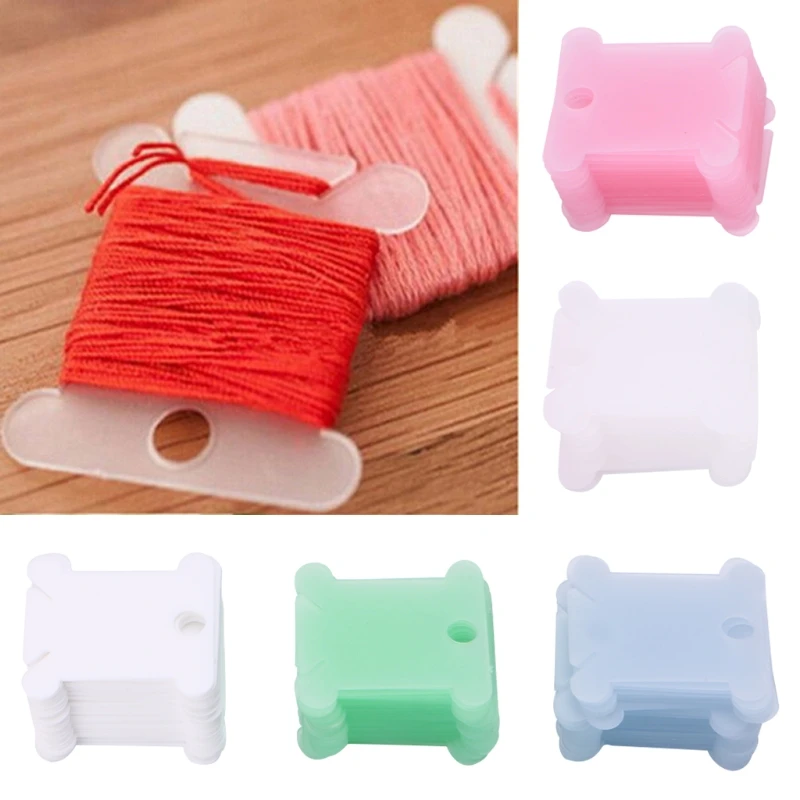 100Pcs Embroidery Floss Craft Thread Bobbin Cross Stitch Storage Holder Plastic