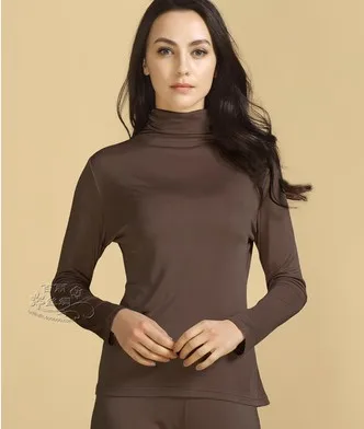 

100% authentic mulberry silk top with thick silk machine navigation turtleneck thermal long sleeve lingerie - 15