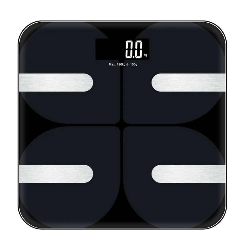 Премиум Смарт Ванная Комната Вес тела пол весы с большой светодиодный дисплей контроль жировой массы с бесплатным iOS и Android приложение Bluetooth - Цвет: Черный