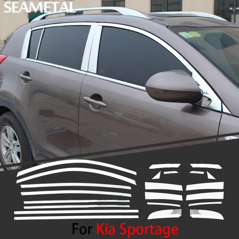 Prix pour Pour Kia Sportage 2011-2015 Chrome Couvre Chrome Styling Bandes Voiture Pleine Fenêtre Garniture Avec Milieu Pilier Décoration Accessoires Prix pour Pour Kia Sportage 2011-2015 Chrome Couvre Chrome Styling Bandes Voiture Pleine Fenêtre Garniture Avec Milieu Pilier Décoration Accessoires