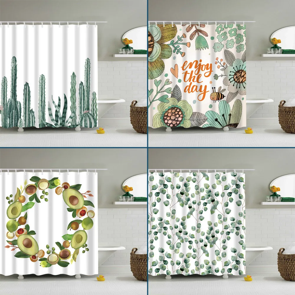 

High quality Cactus pattern Shower Curtains Series Shower Curtains Bath Curtain Polyester Waterproof Bathroom Curtain #F