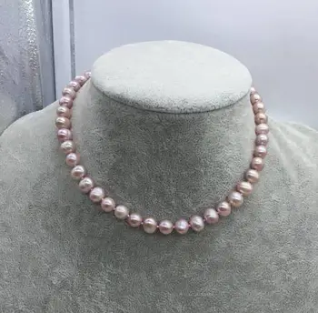 

Bridesmaid Big Pearl Jewellery,Lavender Natural Freshwater Pearl Necklace,9-10mm 18 inches Perfect Woman Gift