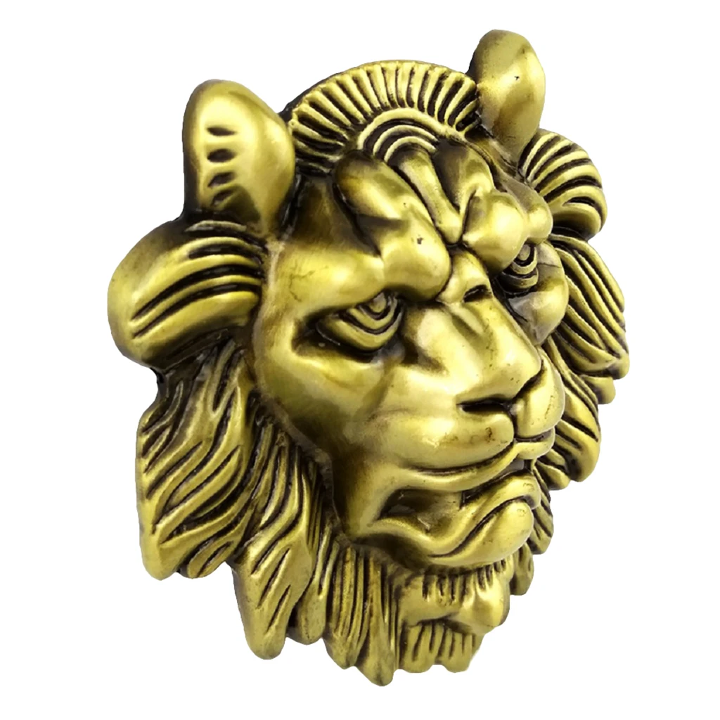 Vintage Gold 3D Wild Lion Head Belt Buckle Western Cowboy Men's Clothing Accessories Fashion Jeans Buckle for Boys Men