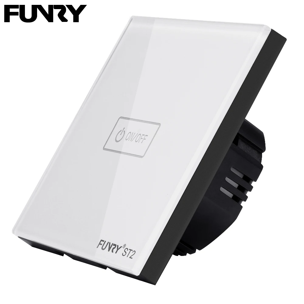 EU Standard Switch Original FUNRY ST2 1Gang Remote Control light switch Crystal Tempered Glass Panel touch
