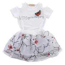 2pcs Stylish Toddler Baby Girls Clothing Sets Infant Kids Girl Floral Skirt Outfits Tops T-shirt Girls Kids Clothes Set 2019 summer infant baby girl ruffle floral dress sundress briefs outfits clothes set children kids new arrival girls clothing