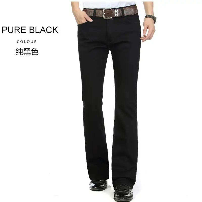 Высокое качество, зима, новые мужские смарт-повседневные флисовые джинсы Bootcut, деловые расклешенные брюки размера плюс, бархатные брюки