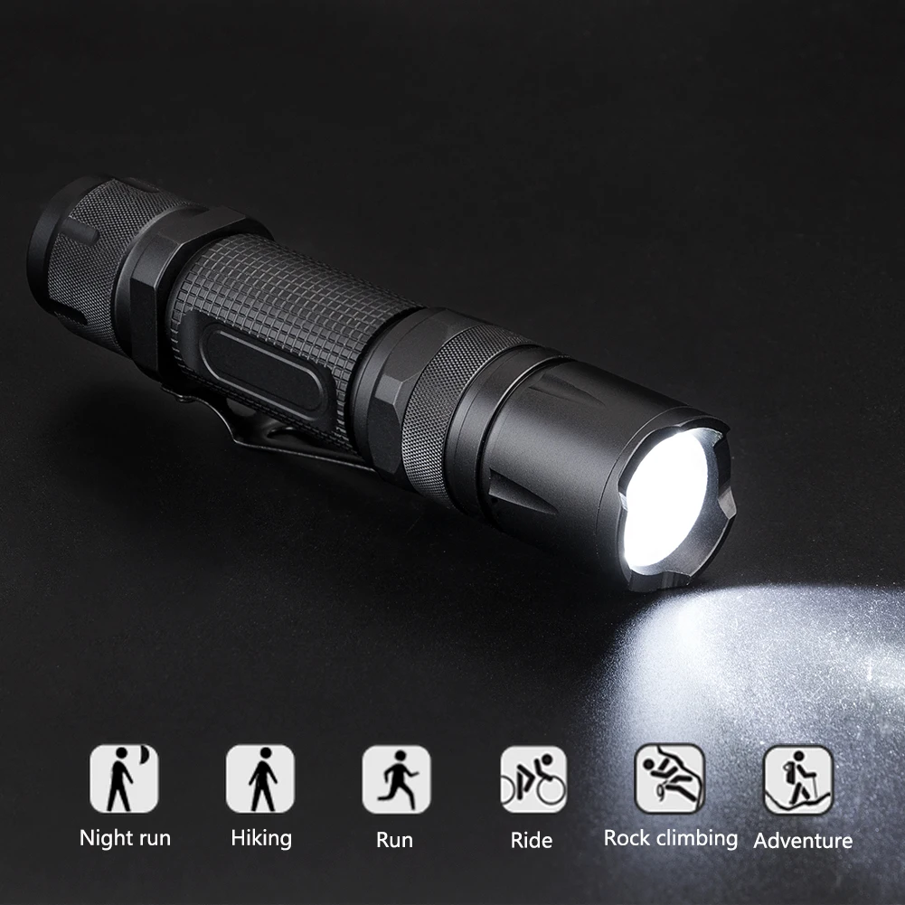 Aluminum Alloy XML-L2 3-Mode Tactical Flashlight LED Clip Flashlight 18650 Battery Climbing Camping Flashlight police flashlights