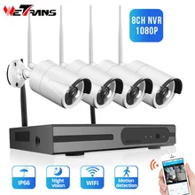 Wetrans камера безопасности Система 8CH 1080P NVR видеонаблюдение 4 Wifi камера s с HDD 2MP HD открытый Домашний Беспроводной комплект видеонаблюдения