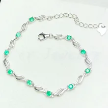 Изумрудный браслет-цепочка 0.15ct* 10 шт драгоценный камень натуральный настоящий изумруд серебро 925 пробы ювелирные украшения# BL18120616