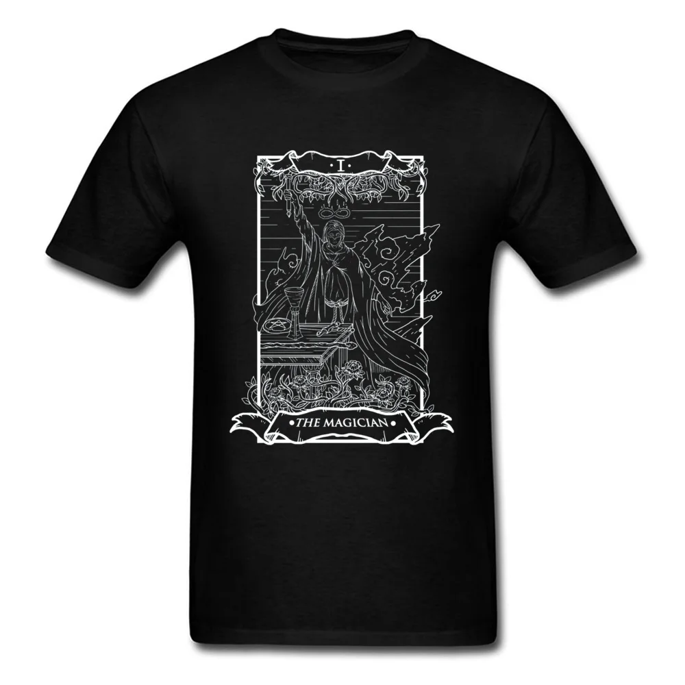 Leisure Design Tops T Shirt Short Sleeve for Men 100% Cotton Summer/Autumn O-Neck T Shirts Printing Tops Shirt Fashionable Tarot Card The Magician Dark Edition 4711 black