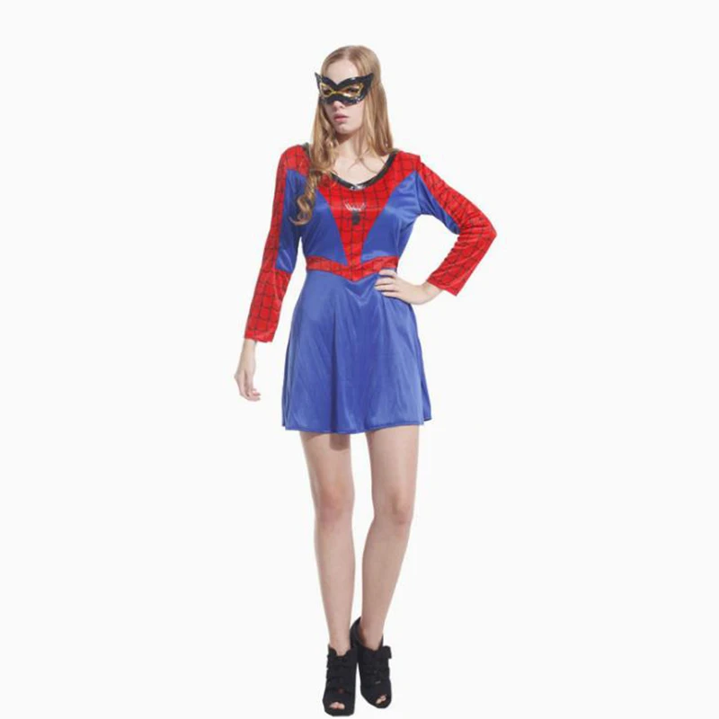 

High Quality Adult Woman Perfomance Dress Female Spiderman Dress Girls Cosplay Costumes Halloween Costumes Spider Woman Tights