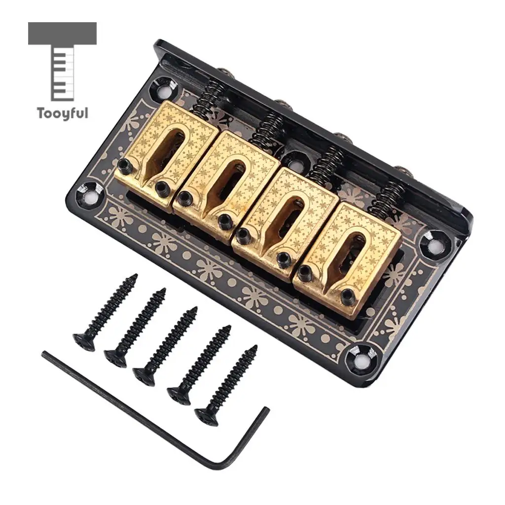 Tooyful Exquisite 1 Set 4 String Guitar Saddle Bridge Hardtail for Cigar Box Guitar ReplacementParts Black