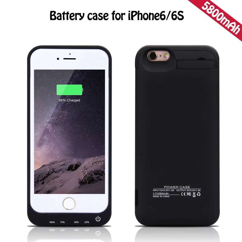 Goede Draadloze Terug Clip Batterij Oplader Voor iPhone 6 s Power Bank Case 5200 mah Telefoon Houder ABS Voor iPhone 6 pak Externe