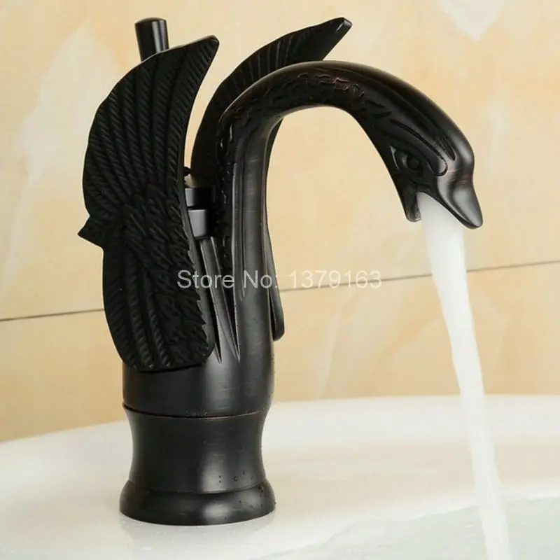 Black Oil Rubbed Brass Animal Bird Style Single Hole / Handle Bathroom