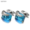 Low-key Luxury Blue Glass Cufflinks for Mens Lepton Brand High Quality Square Crystal Cufflinks Shirt Cuff Links Relojes Gemelos ► Photo 2/6