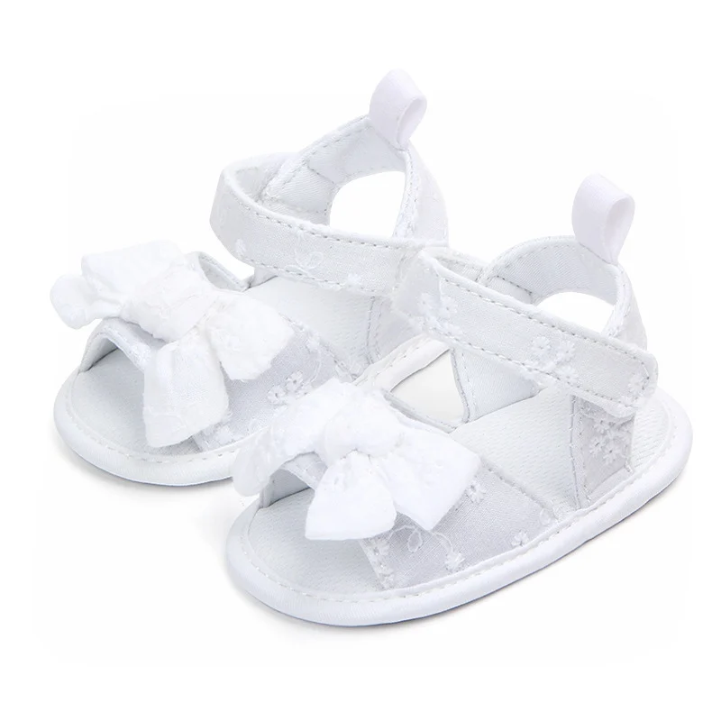 Сандалии для девочек Детская Хлопковая обувь модные бант для новорожденного сандалии для девочек Хлопковое платье принцессы для девочек сандалии для маленьких девочек; - Цвет: Белый