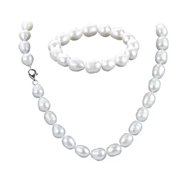 

set of13-14mm south sea baroque white pearl necklace necklace18inch &bracelet