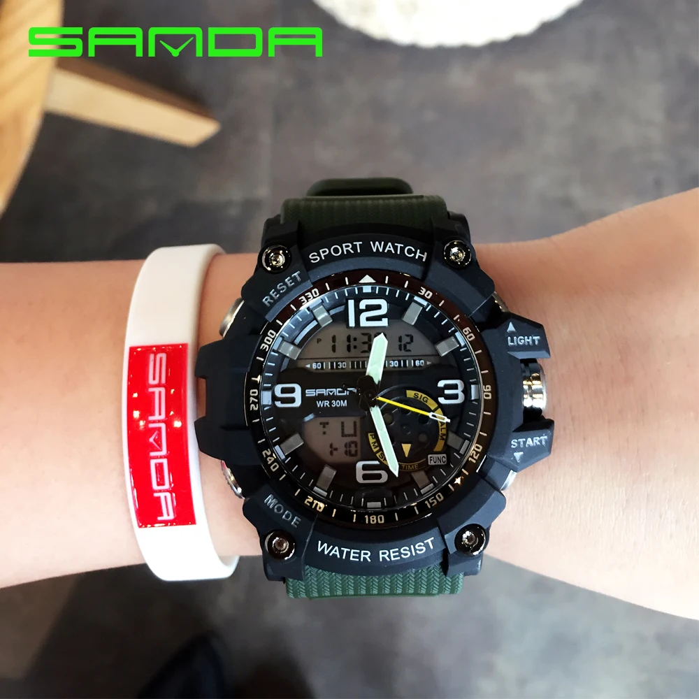 G Style Shock Sanda водонепроницаемые спортивные часы мужские кварцевые цифровые