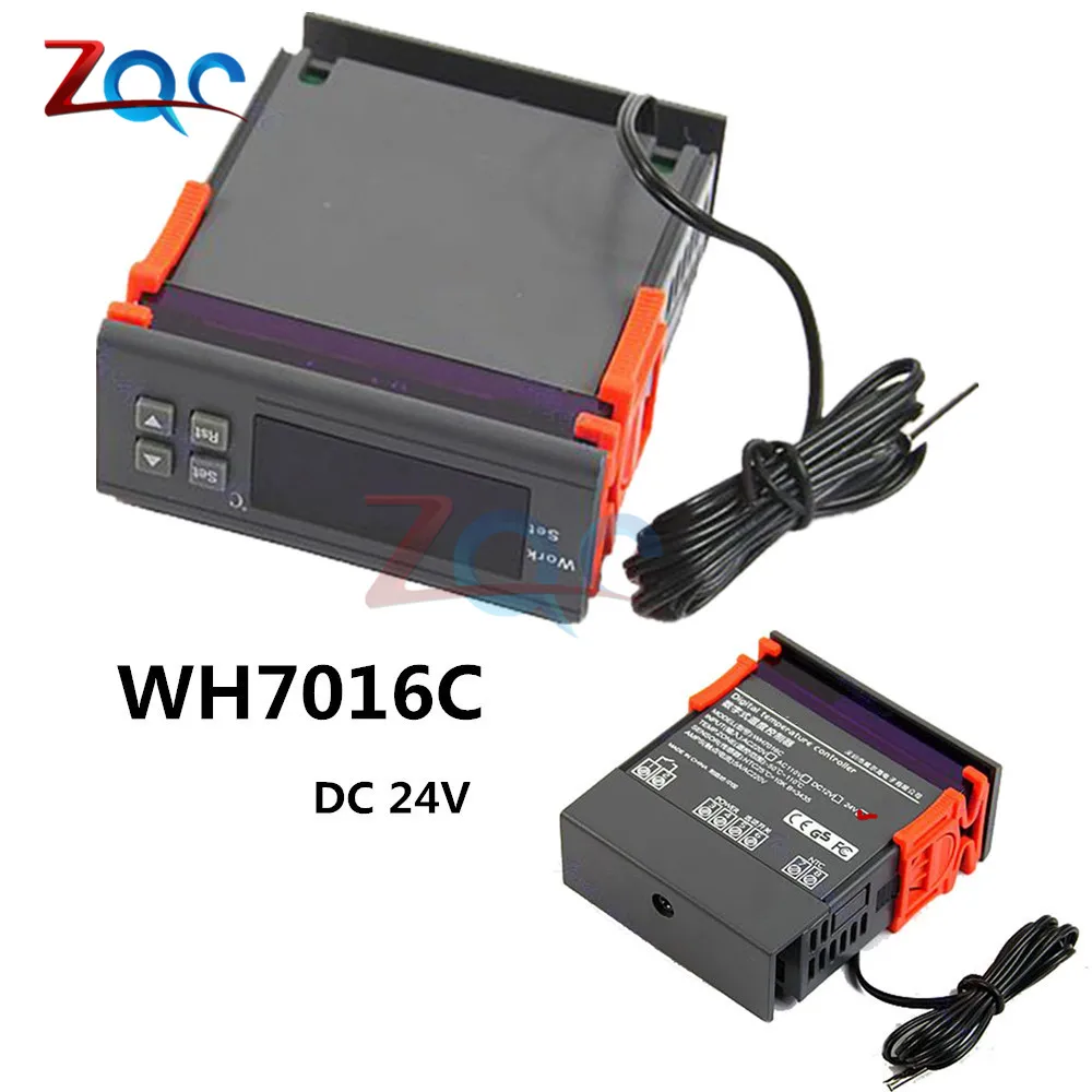 DC 12V 24V AC 110V 220V светодиодный цифровой Температура Управление; терморегулятор Термостат Управление W/нагревателем и охладителем зонд - Цвет: WH7016C DC 24V