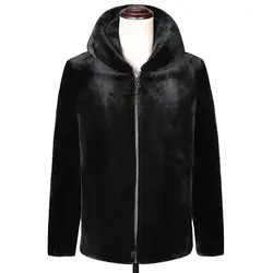 Q6 Новая модная осенняя и зимняя одежда 10% норковая кашемировая куртка короткая-стильная с капюшоном на молнии Пальто мужское пальто с мехом