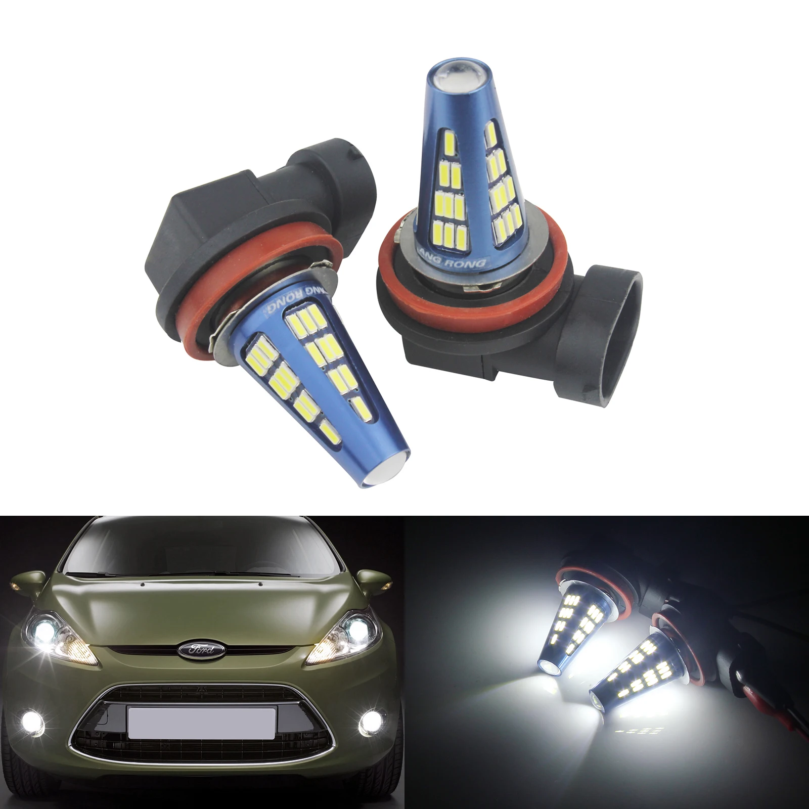 

ANGRONG 2x H8 H11 SMD 5W LED Daytime Running Driving Fog Light Bulbs Xenon White 12-24V