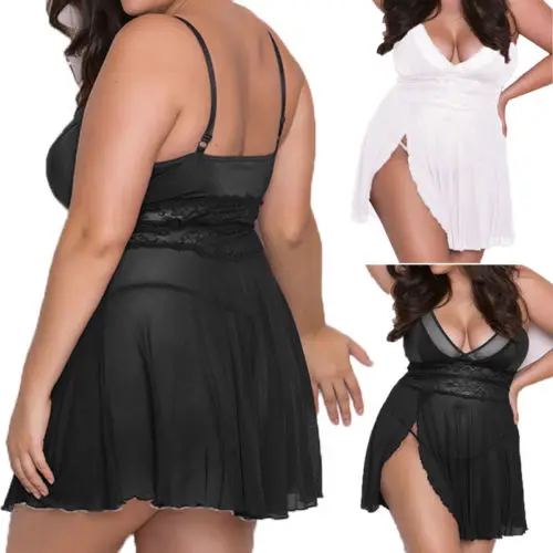 Plus Size 3XL Women Sexy Lingerie Lace Dress Underwear Babydoll Sleepwear G-string erotic women pajamas sexy costumes