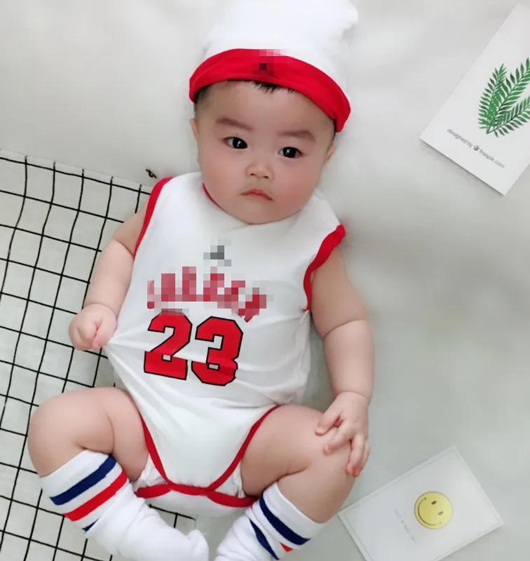 

Toddler Baby Girl Boy Basketball Sets Baby sleeveles Triangle Climbing Bodysuits Hat Newborn Sport Clothes Cotton Clothing 2 Pcs