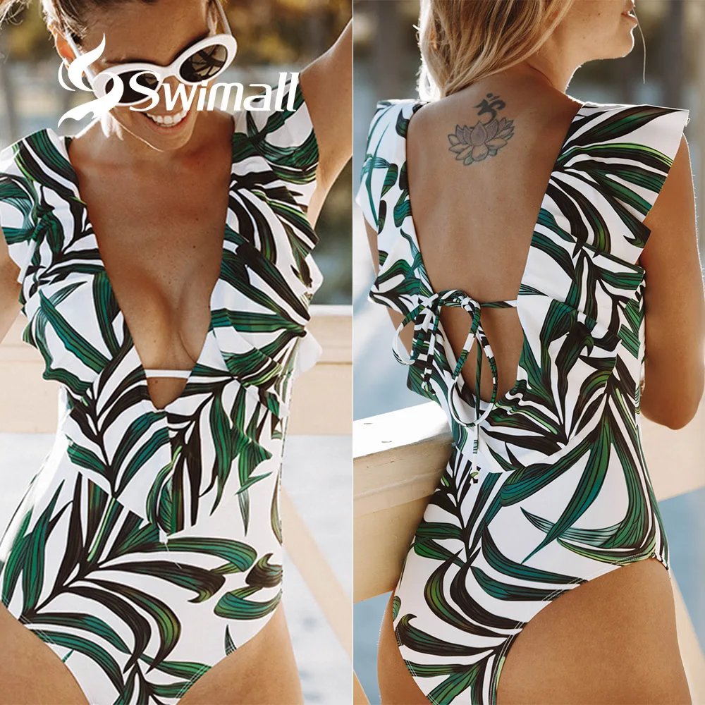 

2019 Swimwear Women Sexy New One Piece Swimsuit Plus Size High Waisted Bathing Suits Beachwear Backless Swim Wear Biquini