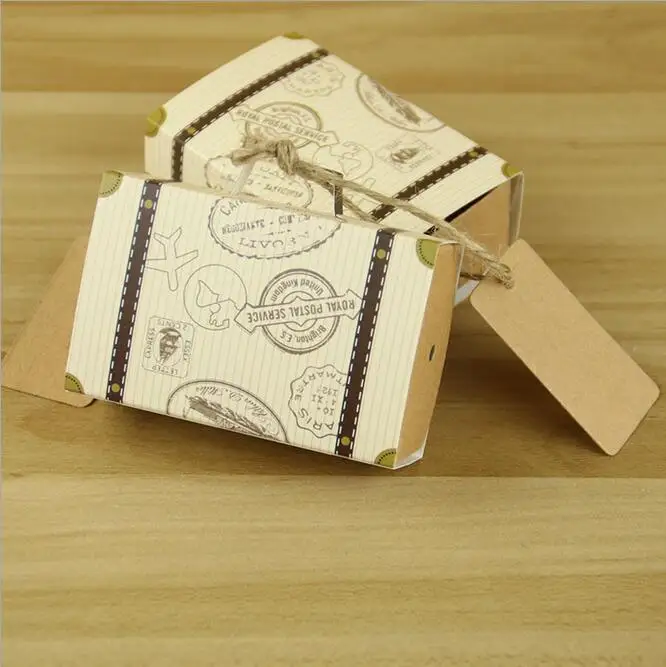 Творческий мини чемодан коробка для конфет упаковка коробки свадебный Подарочная коробка события вечерние и вечеринок Свадебные сувениры с карты