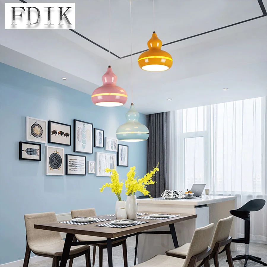 

Double Color Dimmable Multicolor Gourd shape Pendant Lights AC 220V Home Decoration LED Lamp Creative Dining room Pendant lamps